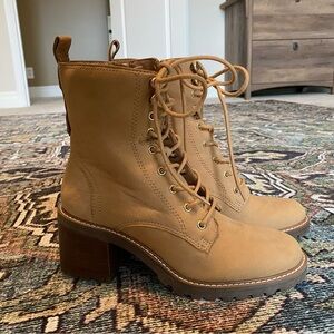 Crown Vintage Tan Lace-Up Combat Boots